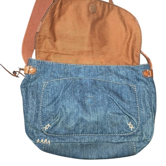 Vintage Lucky Brand Y2K Denim Purse Leather Patch Adjustable Strap - Picture 6 of 11
